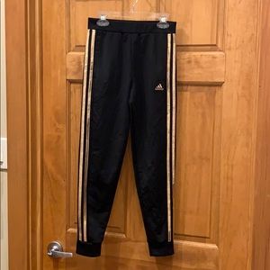 Girls black & gold pull joggers, track  (M) 10-12